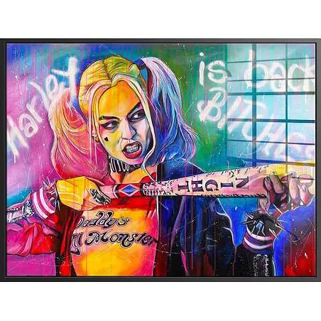 Tableau acrylique Harley Quinn noir