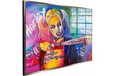 Tableau acrylique Harley Quinn doré antique