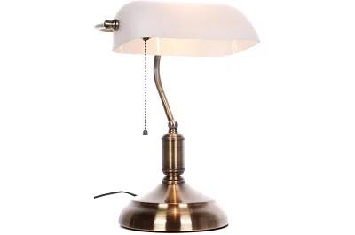 Lampe de table en verre blanc et métal laiton
