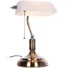 Lampe de table en verre blanc et métal laiton H38