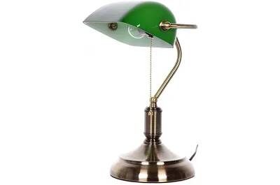 Lampe de table en verre vert et métal laiton