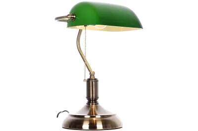Lampe de table en verre vert et métal laiton