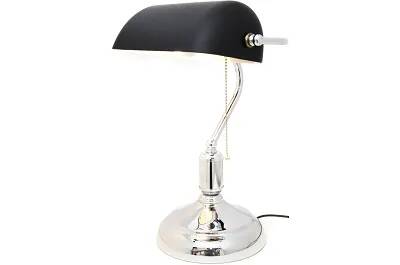 Lampe de table en verre noir et métal chromé