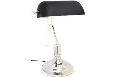 Lampe de table en verre noir et métal chromé