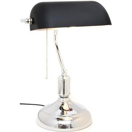 Lampe de table en verre noir et métal chromé H38