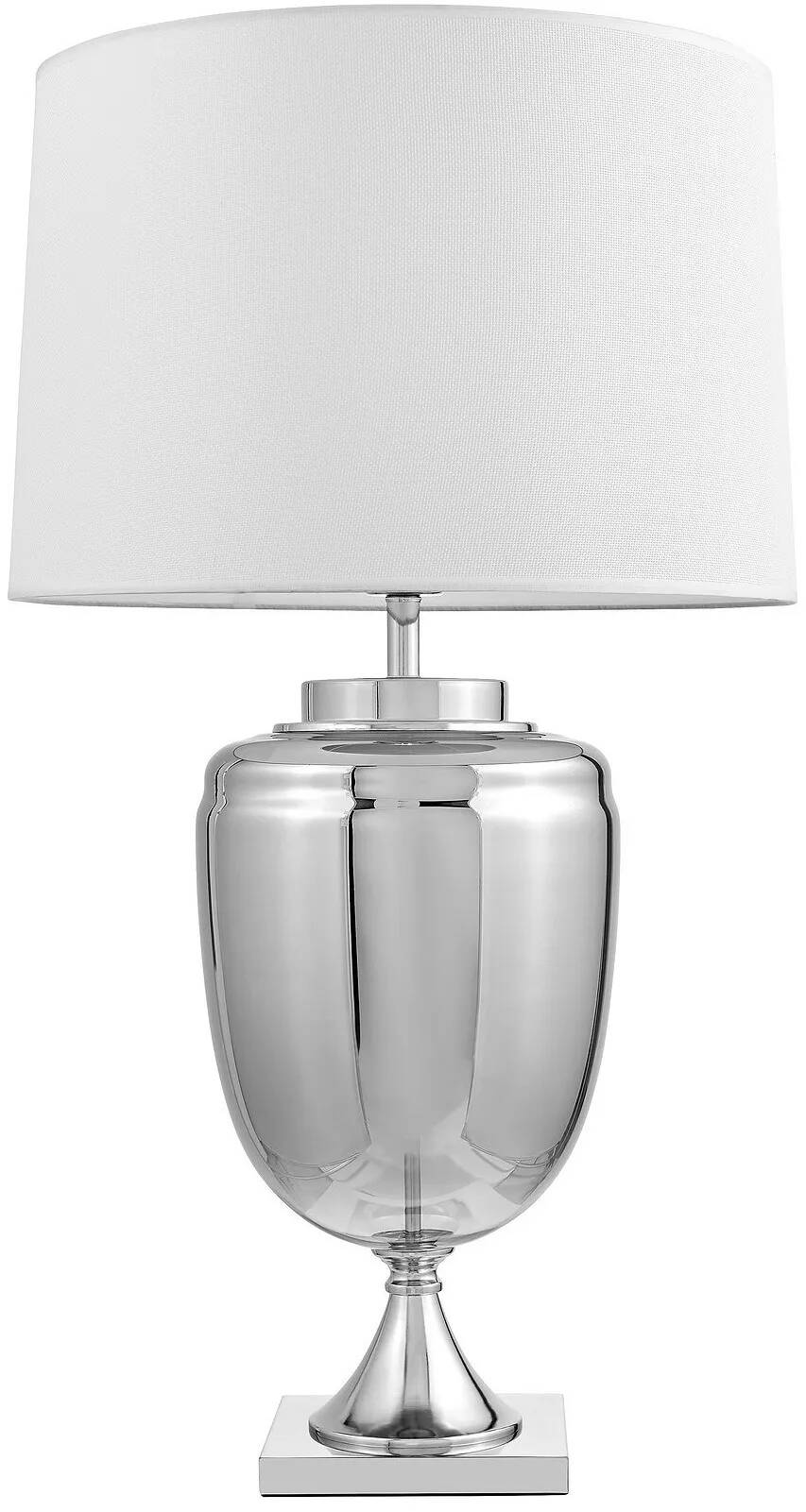 Lampe de table en tissu blanc et métal chromé