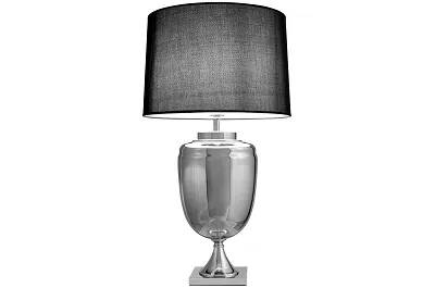 Lampe de table en tissu noir et métal chromé
