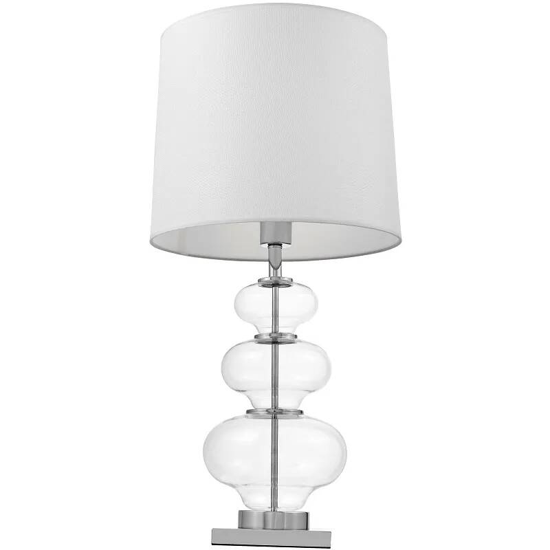 Lampe de table en tissu blanc et verre transparent H71