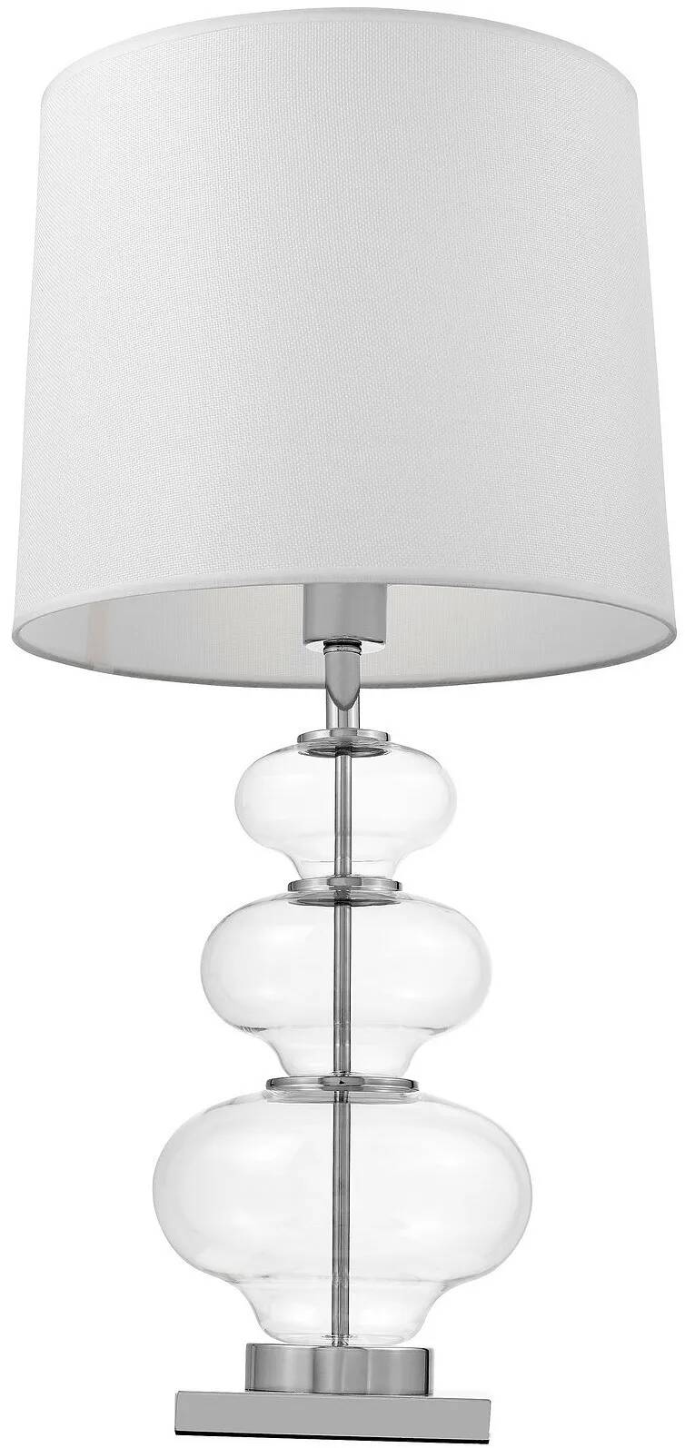 Lampe de table en tissu blanc et verre transparent