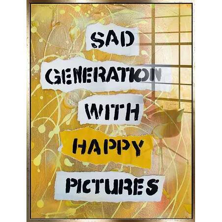 Tableau acrylique Sad Generation doré antique