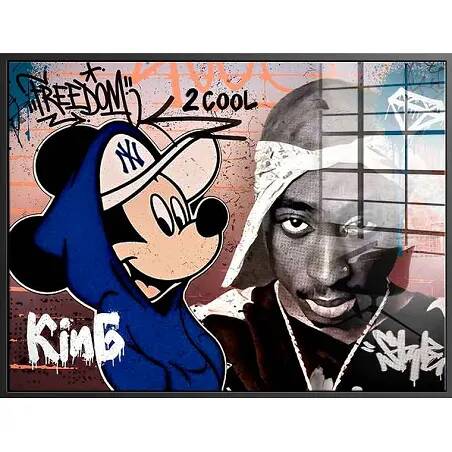 Tableau acrylique Mickey & Tupac noir