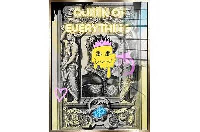 Tableau acrylique Queen Of Everything doré antique