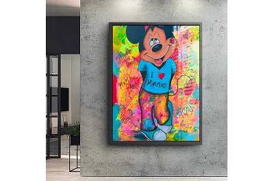 Tableau acrylique Mickey Loves Minnie noir
