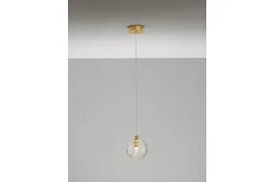 Lampe suspension à LED en verre et métal doré Ø12