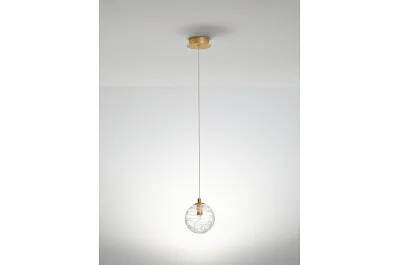 Lampe suspension à LED en verre et métal doré Ø12
