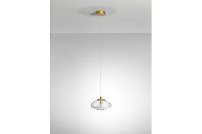 Lampe suspension à LED en verre et métal doré Ø16