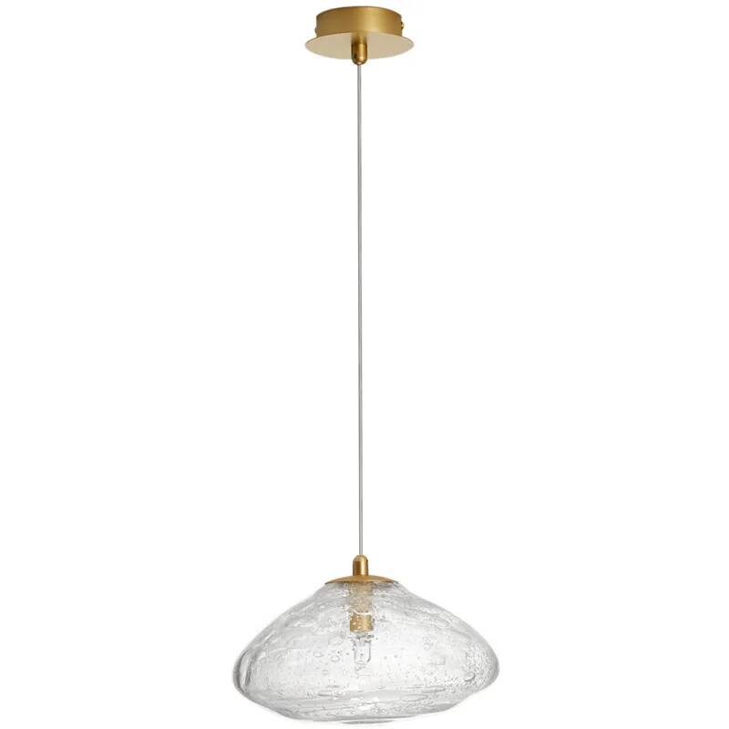 Lampe suspension à LED en verre et métal doré Ø26