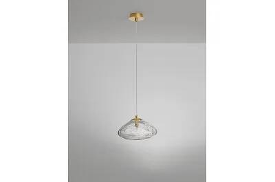 Lampe suspension à LED en verre et métal doré Ø26