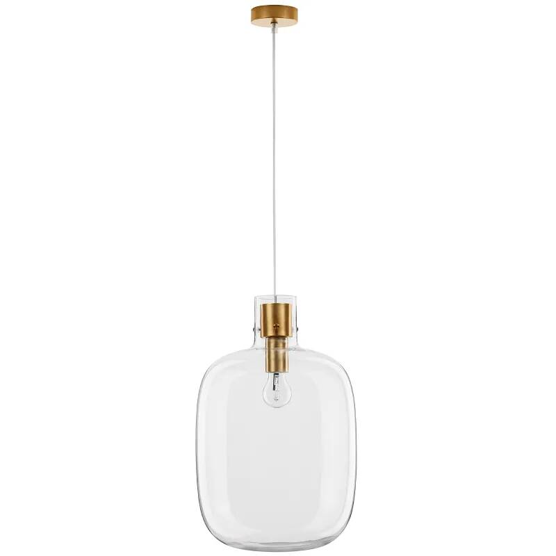 Lampe suspension à LED en verre et métal doré Ø30