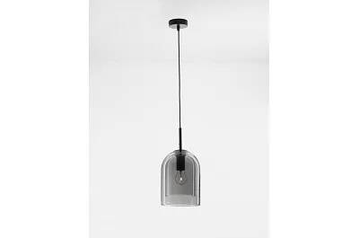 Lampe suspension à LED en verre fumé et métal noir Ø18