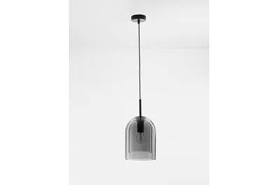 Lampe suspension à LED en verre fumé et métal noir Ø18