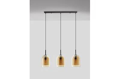 Lampe suspension à LED en verre ambre et métal noir L70