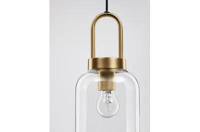 Lampe suspension à LED en verre et métal doré Ø15