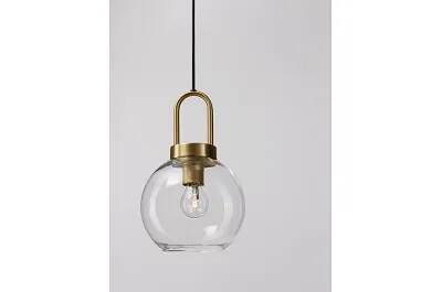 Lampe suspension à LED en verre et métal doré Ø20
