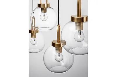 Lampe suspension à LED en verre et métal doré L97