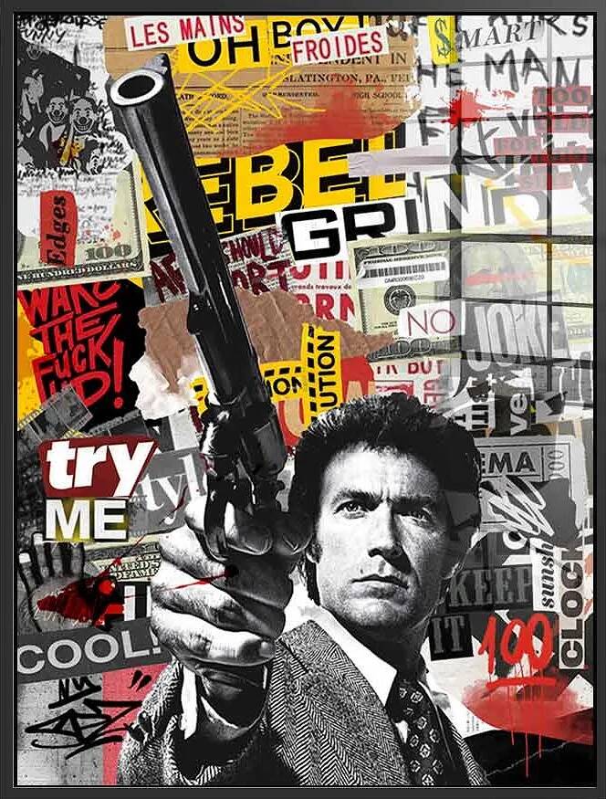 Tableau acrylique Roger Moore James Bond noir