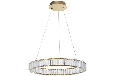 Lampe suspension à LED en cristal et métal doré Ø60
