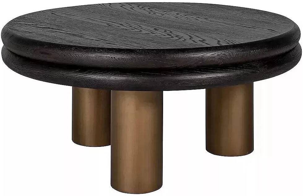 Table basse en bois massif chêne noir et bronze