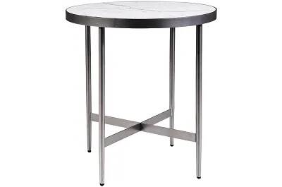 Table d'appoint design effet marbre blanc et métal chromé
