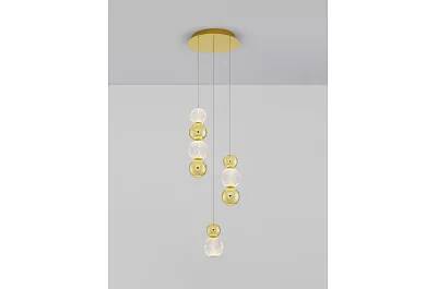 Lampe suspension à LED en verre et aluminium doré Ø30