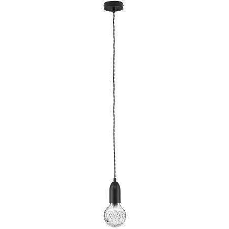 Lampe suspension en verre et métal noir Ø9.5