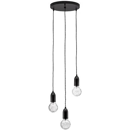 Lampe suspension en verre et métal noir Ø30