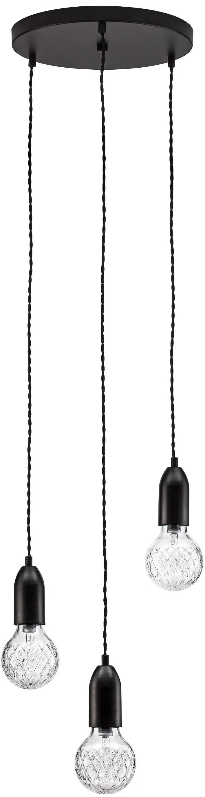 Lampe suspension à LED en verre et métal noir Ø30