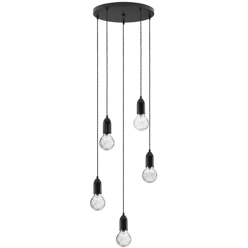 Lampe suspension en verre et métal noir Ø40