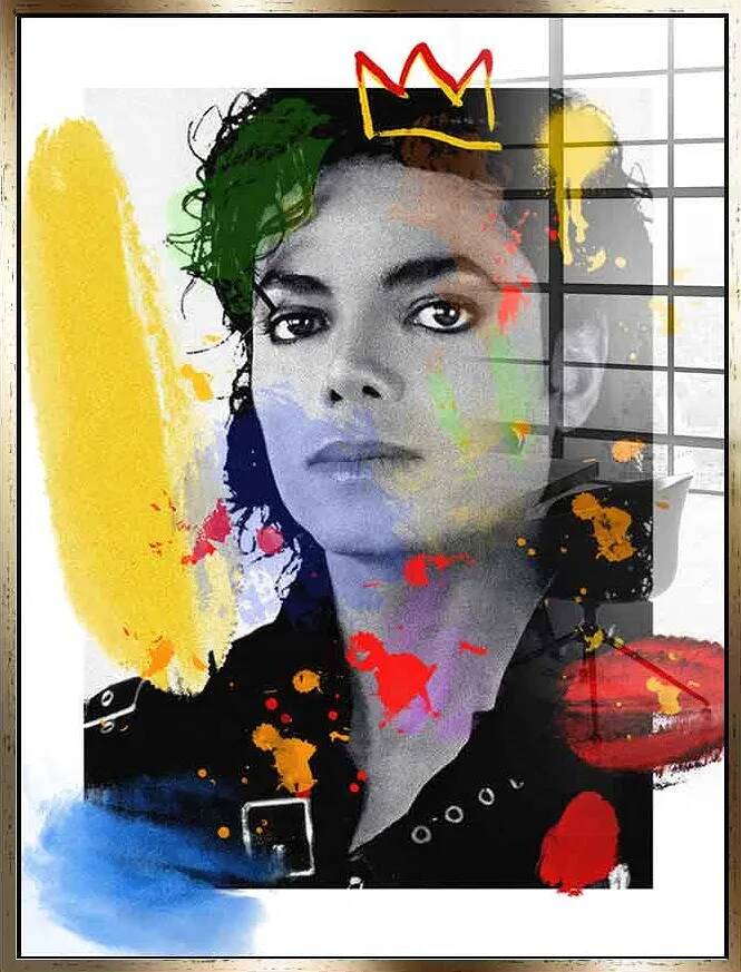 Tableau acrylique Michael Jackson doré antique