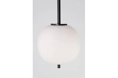 Lampe suspension à LED en verre blanc et métal noir Ø18