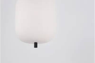Lampe suspension à LED en verre blanc et métal noir Ø16