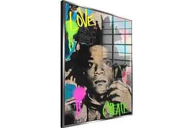 Tableau acrylique Jean-Michel Basquiat argent antique