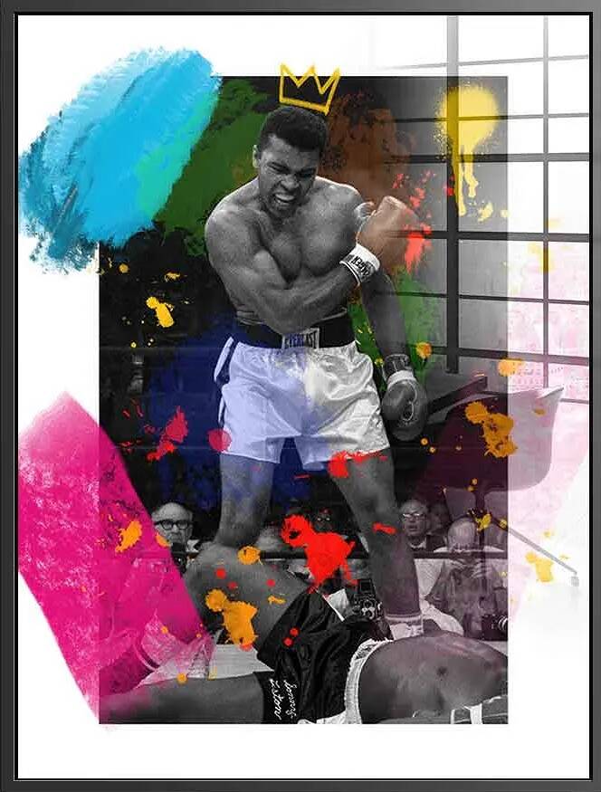 Tableau acrylique Muhammad Ali noir