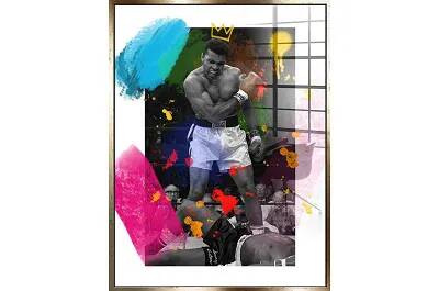 Tableau acrylique Muhammad Ali doré antique