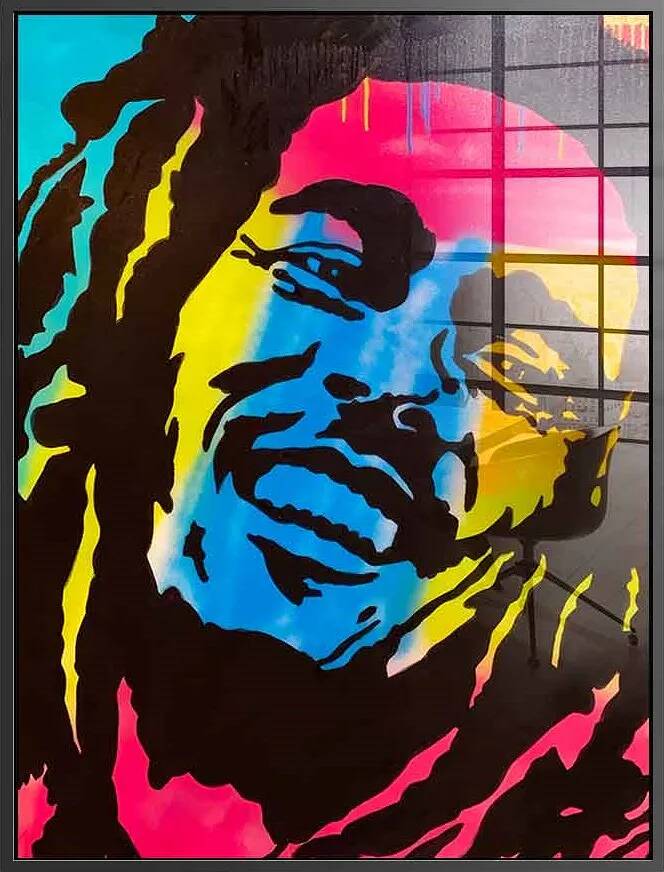 Tableau acrylique Bob Marley noir