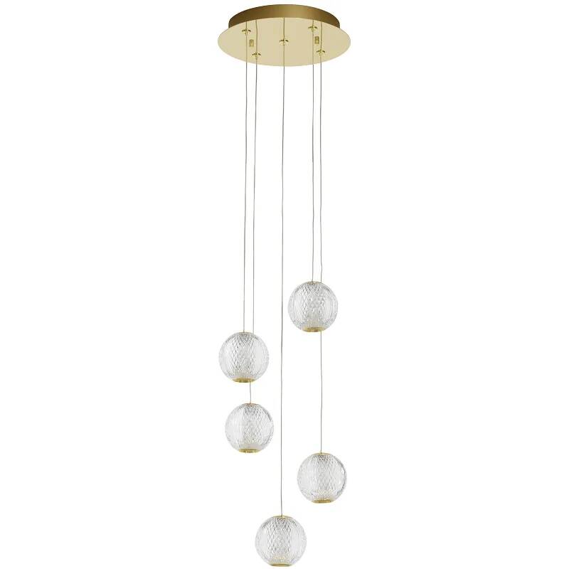 Lampe suspension à LED en acrylique et aluminium doré Ø27