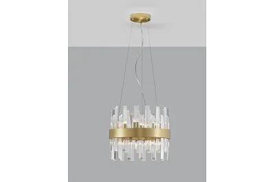 Lampe suspension à LED en cristal et métal doré Ø35