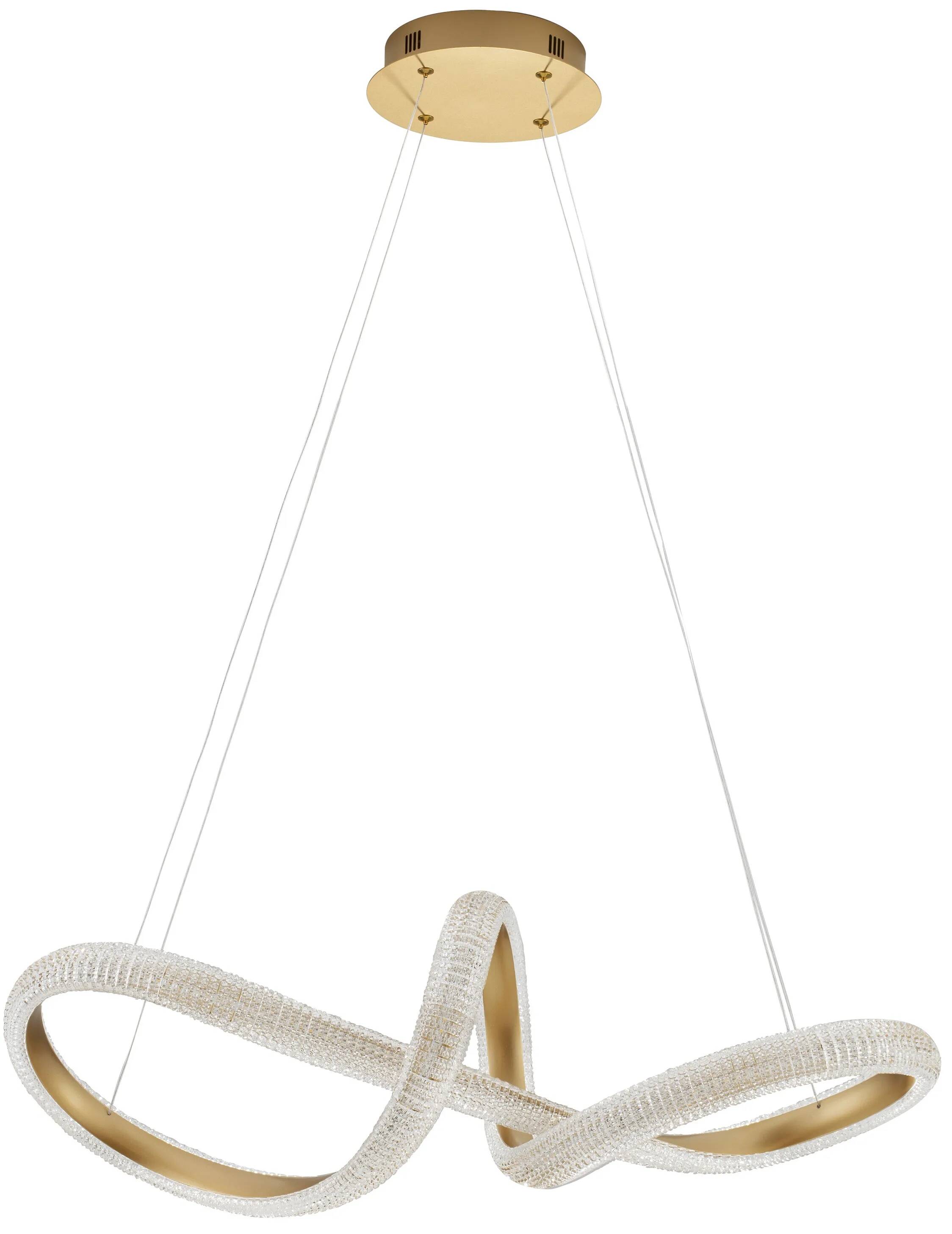 Lampe suspension à LED en acrylique et aluminium doré Ø75