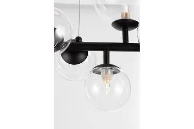 Lampe suspension à LED en verre et métal noir mat L65