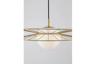 Lampe suspension à LED en verre blanc et métal doré Ø45